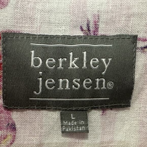 Berkley Jensen Women’s Sz Large Tropical Flamingo Print Vacation Linen Blend - Picture 3 of 6